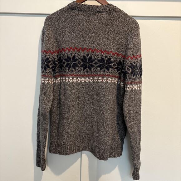 Abercrombie & Fitch Sweater Mens Medium Gray Fair Isle Crewneck Nordic Knit - Picture 7 of 11